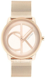 Calvin Klein Iconic Biały/Stal w kolorze różowego złota Ø35 mm 25200035