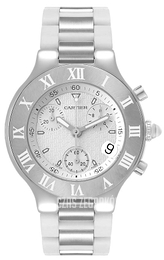 Cartier 21 Chronoscaph Biały/Stal Ø39 mm W10184U2