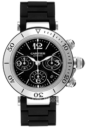 Cartier Pasha Seatimer Czarny/Guma Ø41.5 mm W31088U2