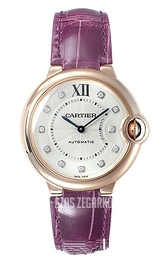 Cartier Ballon Blue Srebrny/Skóra Ø36.6 mm WE902028