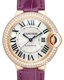 Cartier Ballon Blue Srebrny/Skóra Ø33 mm WE902036