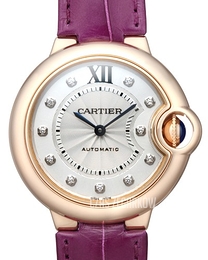 Cartier Ballon Blue Srebrny/Skóra Ø33 mm WE902040
