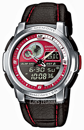 Casio Collection Czerwony/Skóra Ø43 mm AQF-102WL-4BVEF