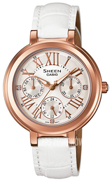 Casio Sheen Biały/Skóra Ø34 mm SHE-3034GL-7AUER