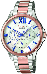 Casio Sheen Biały/Stal w kolorze różowego złota Ø37 mm SHE-3056SPG-7AUER