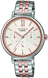 Casio Sheen Biały/Stal w kolorze różowego złota Ø37 mm SHE-3064SPG-7AUER