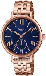 Casio Sheen Niebieski/Stal w kolorze różowego złota Ø34 mm SHE-3066PG-2AUEF