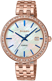 Casio Sheen Biały/Stal w kolorze różowego złota Ø36 mm SHE-4052PG-2AUEF