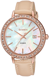 Casio Sheen Biały/Skóra Ø36 mm SHE-4052PGL-7BUEF