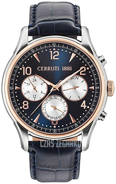 Cerruti 1881 Niebieski/Skóra Ø44 mm CRA107STR03BL