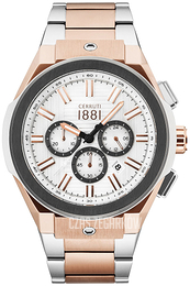 Cerruti 1881 Biały/Stal w kolorze różowego złota Ø45 mm CRA163SRU04MRT