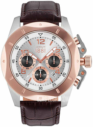 Cerruti 1881 Srebrny/Skóra Ø50 mm CRA182STR04BR