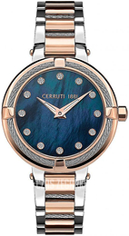 Cerruti 1881 Niebieski/Stal w kolorze różowego złota Ø35 mm CRM29204