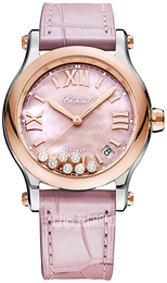 Chopard Happy Sport Różowy/Skóra Ø36 mm 278559-6021