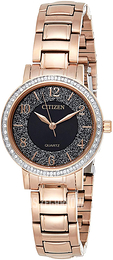 Citizen Crystal Czarny/Stal w kolorze różowego złota Ø32 mm EL3048-53E