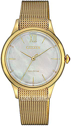 Citizen Elegance Biały/Stal w odcieniu złota Ø32 mm EM0812-89D