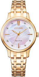 Citizen Elegance Biały/Stal w odcieniu złota Ø30 mm EM0893-87Y