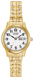 Citizen Dress Biały/Stal w odcieniu złota Ø25 mm EW3152-95A