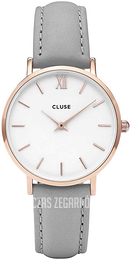 Cluse Minuit Biały/Skóra Ø33 mm CL30002