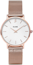 Cluse Minuit Biały/Stal w kolorze różowego złota Ø33 mm CLG013
