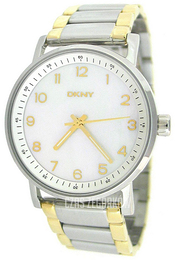 DKNY Dress Biały/Stal w odcieniu złota Ø37 mm NY4753