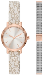 DKNY Soho Srebrny/Skóra Ø28 mm NY6605SET
