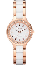 DKNY Biały/Stal w kolorze różowego złota Ø30 mm NY8141