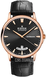 Edox Les Bemonts Czarny/Skóra Ø42 mm 83015-37R-NIR