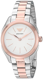 Emporio Armani Dress Biały/Stal w kolorze różowego złota Ø28 mm AR11029