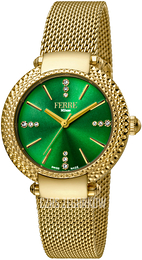 Ferrè Milano Zielony/Stal w odcieniu złota Ø34 mm FM1L105M0071