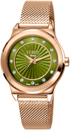 Ferrè Milano Zielony/Stal w kolorze różowego złota Ø34 mm FM1L125M0271