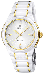 Festina Dress Biały/Stal w odcieniu złota Ø35 mm F16698-2