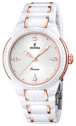 Festina Dress Biały/Stal w kolorze różowego złota Ø35 mm F16698-5
