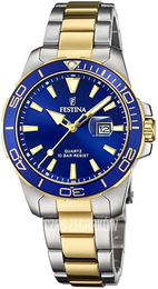 Festina Boyfriend Niebieski/Stal w odcieniu złota Ø34.5 mm F20504-1