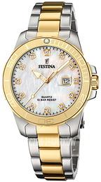 Festina Boyfriend Biały/Stal w odcieniu złota Ø34 mm F20504-2