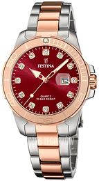 Festina Boyfriend Czerwony/Stal w kolorze różowego złota Ø35 mm F20505-2