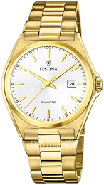 Festina Classic Biały/Stal w odcieniu złota Ø40 mm F20555-2