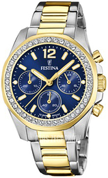 Festina Boyfriend Niebieski/Stal w odcieniu złota Ø39 mm F20607-2