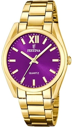 Festina Boyfriend Purpurowy/Stal w odcieniu złota Ø37 mm F20640-3