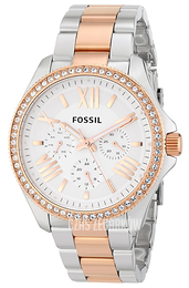 Fossil Biały/Stal w kolorze różowego złota Ø40 mm AM4496