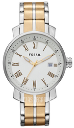 Fossil Biały/Stal w kolorze różowego złota Ø42 mm BQ1011
