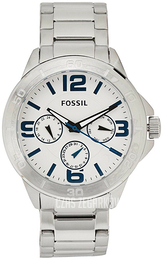 Fossil Biały/Stal Ø43 mm BQ2239