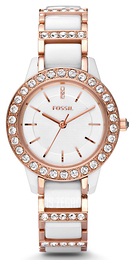 Fossil Jesse Biały/Stal w kolorze różowego złota Ø34 mm CE1041