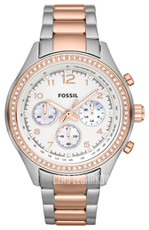 Fossil Decker Biały/Stal w kolorze różowego złota Ø38 mm CH2797