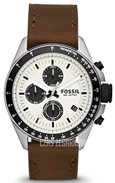 Fossil Decker Biały/Skóra Ø43 mm CH2882