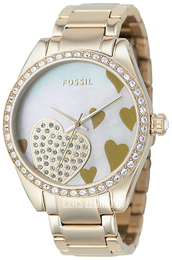 Fossil Dress Biały/Stal w odcieniu złota Ø40 mm ES2164