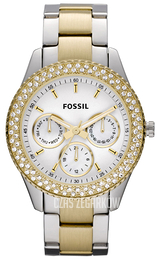 Fossil Riley Biały/Stal w odcieniu złota Ø38 mm ES2944