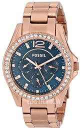 Fossil Niebieski/Stal w kolorze różowego złota Ø38 mm ES3341