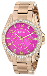 Fossil Różowy/Stal w kolorze różowego złota Ø38 mm ES3507