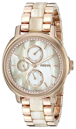 Fossil Biały/Stal w kolorze różowego złota Ø39 mm ES3890